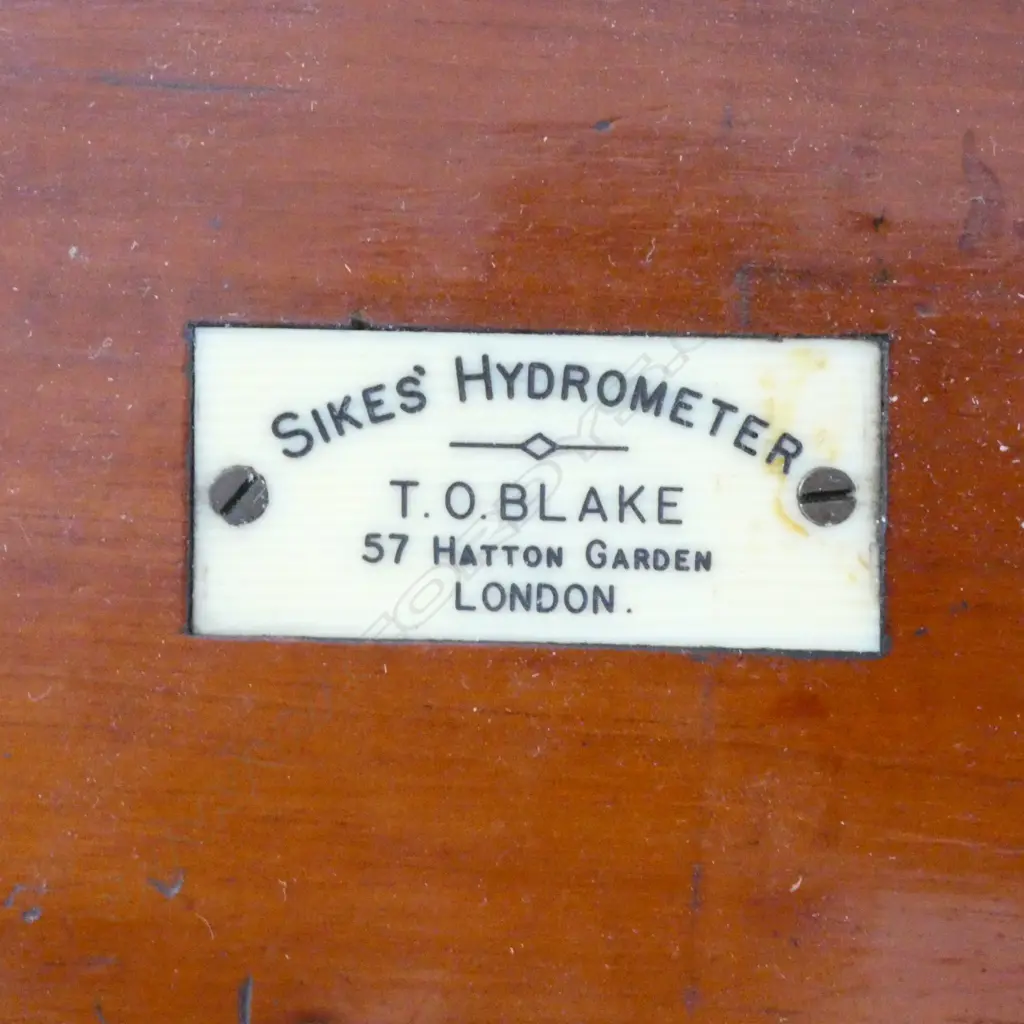 SIKES' HYGOMETER by T.O.BLAKE,  IN MAHOG CASE, w THERMOMETER` Image 1++
